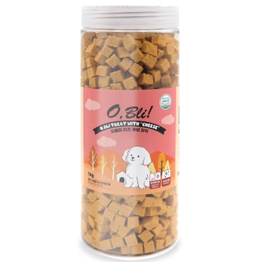 오블리 치즈 큐브 져키 1kg X4개 강아지 애견 간식