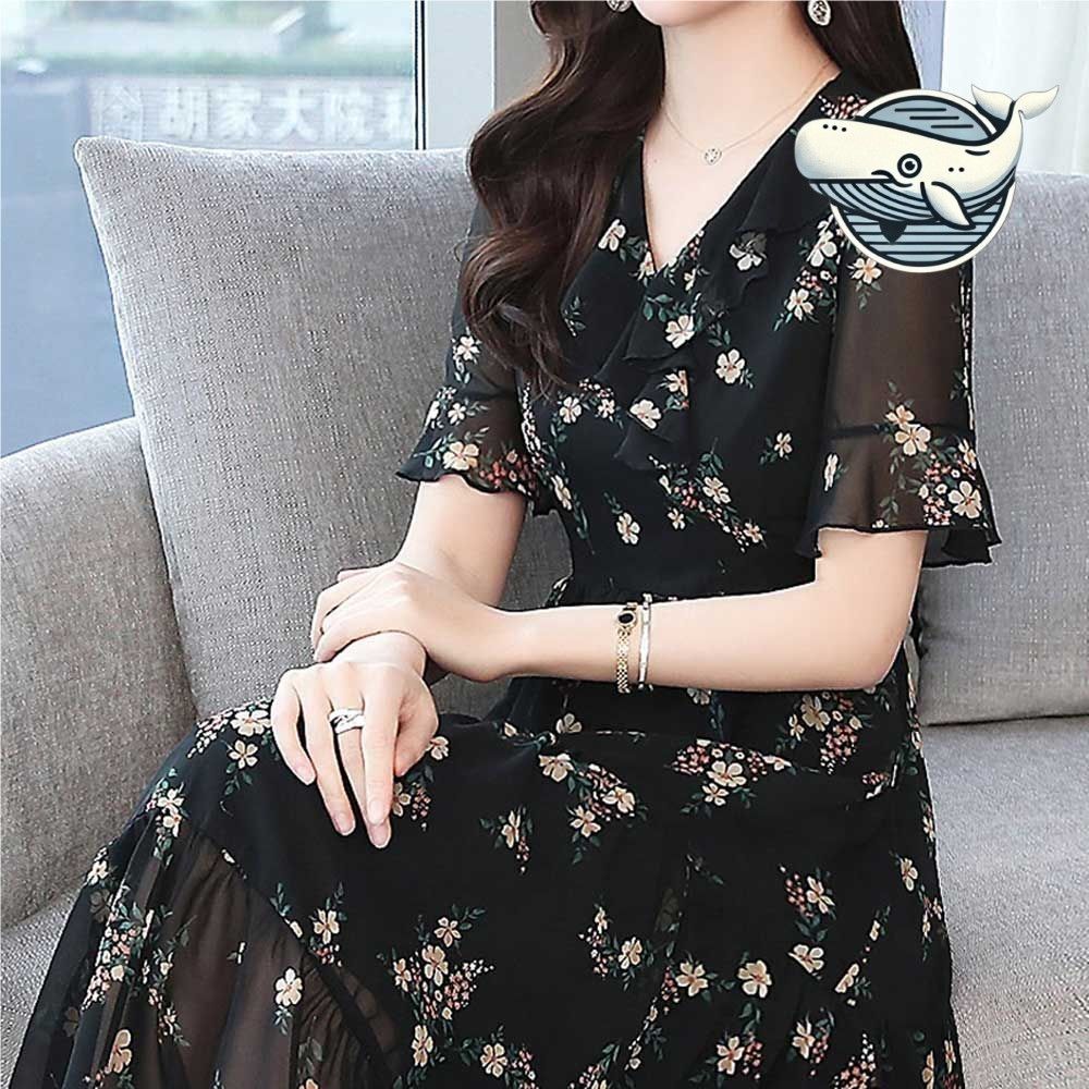 플라워 시스루 반팔 원피스 A라인 데이트룩
