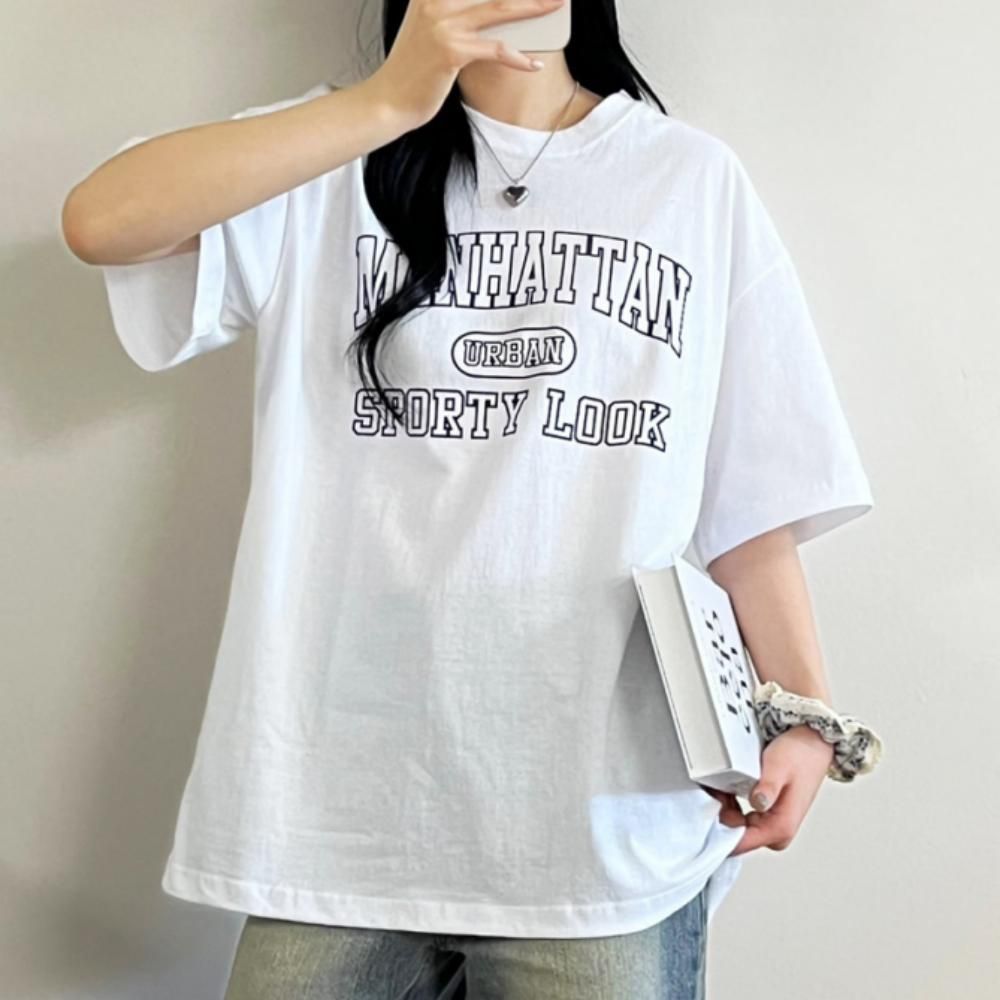 반팔티 여름 코튼 오버핏 데일리 베이직 화이트