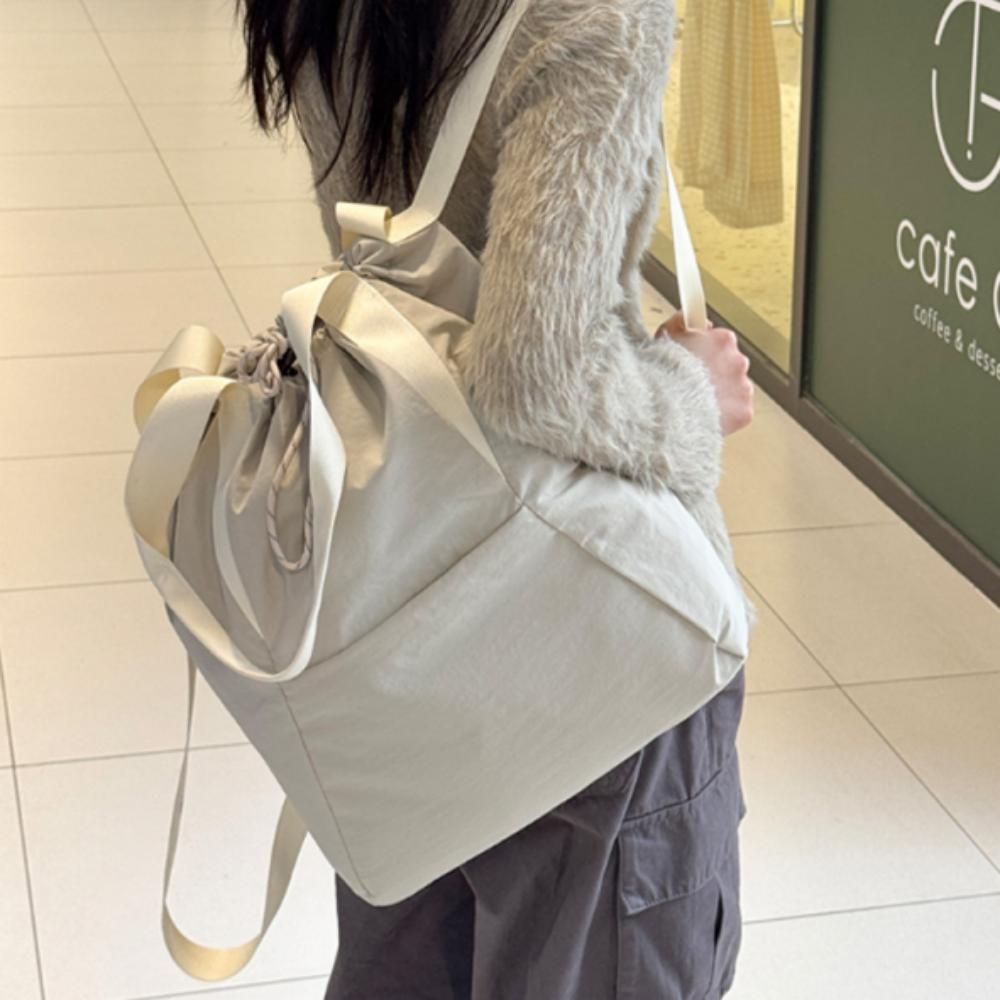 백팩 숄더백 가방 나일론 스트링 데일리 아이보리