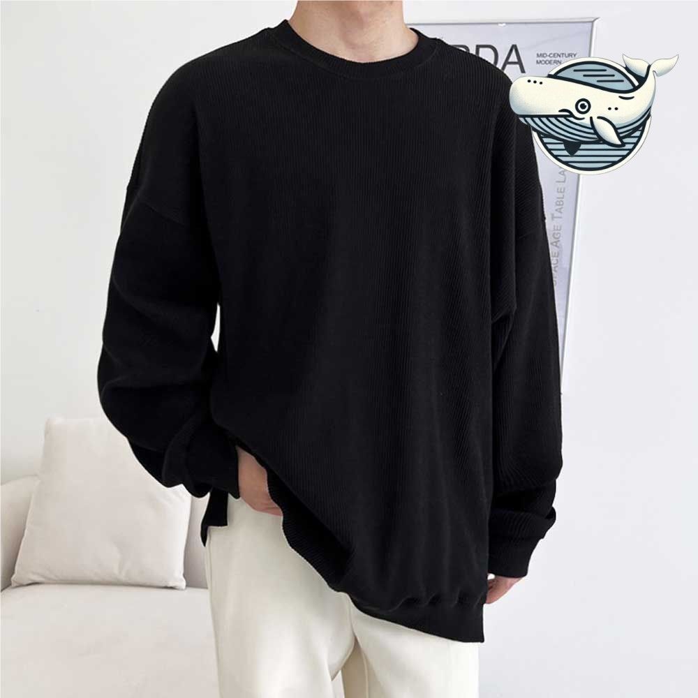 남성 빅사이즈 편안한 골지 긴팔 티셔츠 데일리