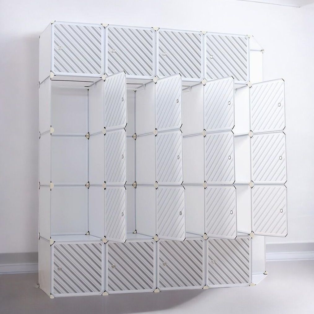 게더릭 DIY 화이트 라인 선반 옷장 (175x175cm)