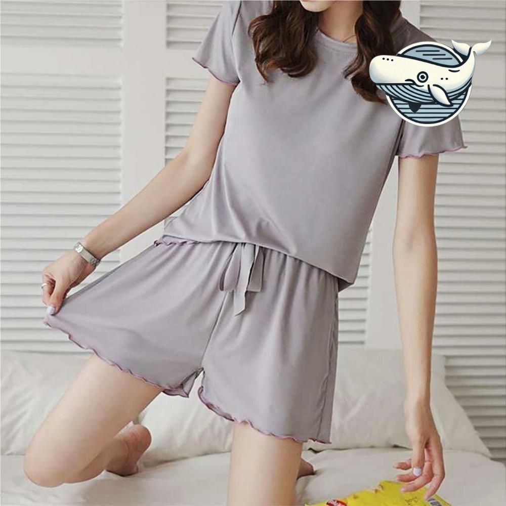 부드러운 프릴 홈웨어 여성 잠옷 편안한 여름