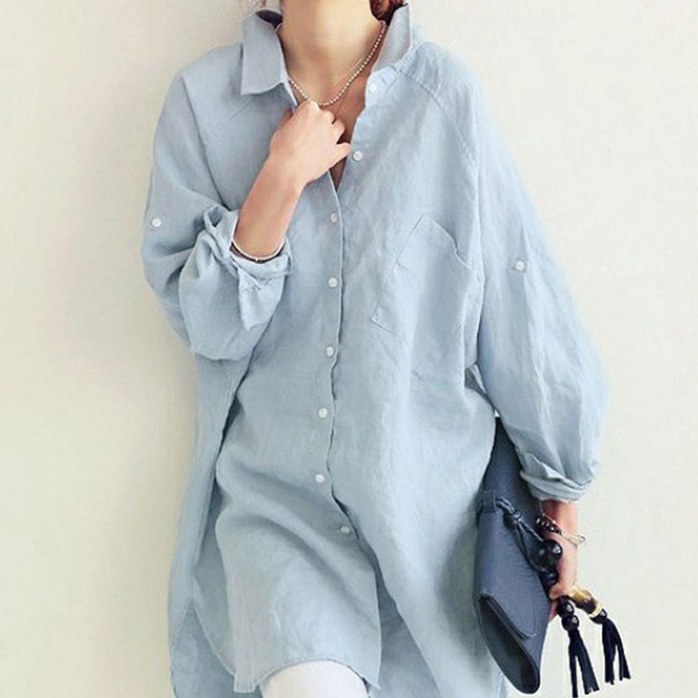 간절기 블루 예쁜 롱 셔츠 여자 여성 데일리룩