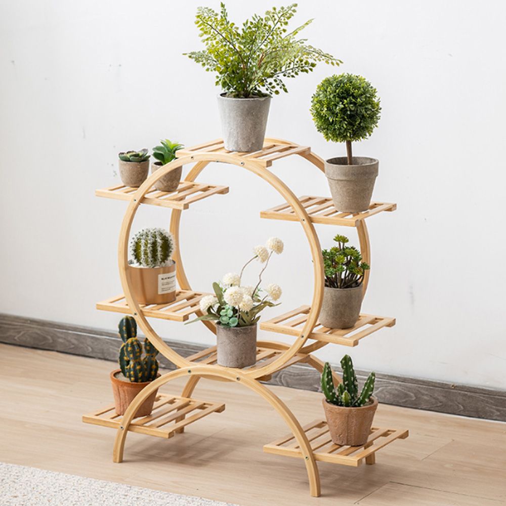 E 화분진열대 대나무 곡선형 64cm