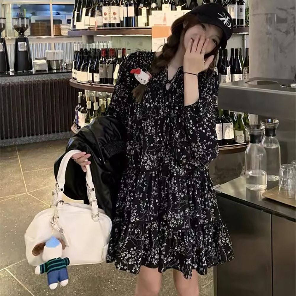 여성 캉캉 스타일 플라워 미니 원피스