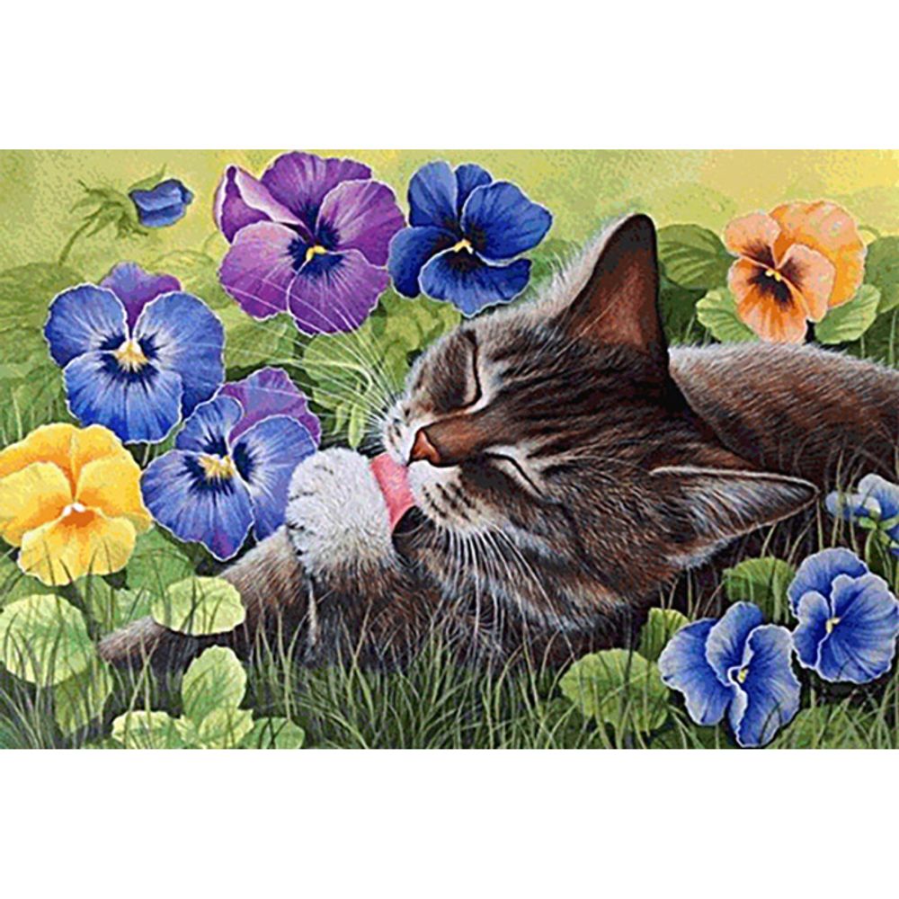 꽃밭에서 (패브릭형) 보석십자수 40x60