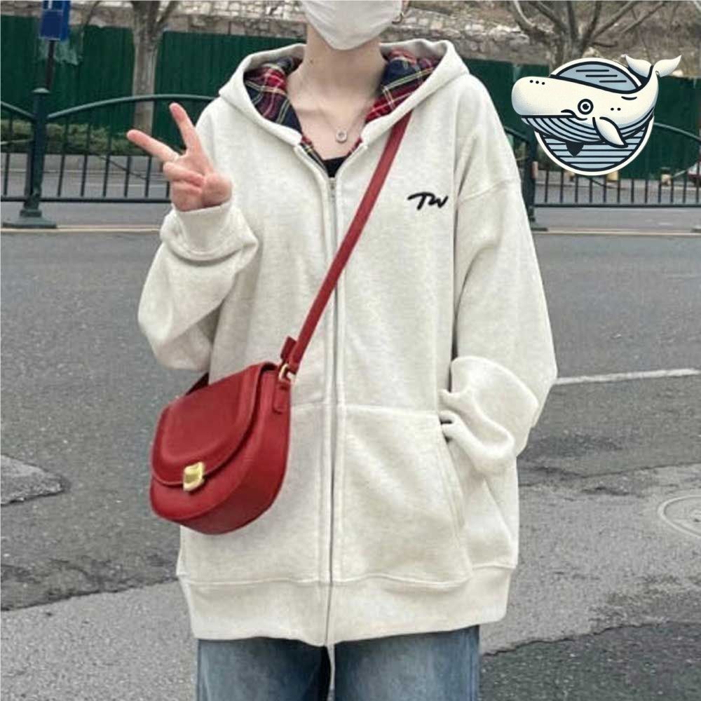 캐주얼 체크패턴 후드집업 오버핏 데일리 외출용