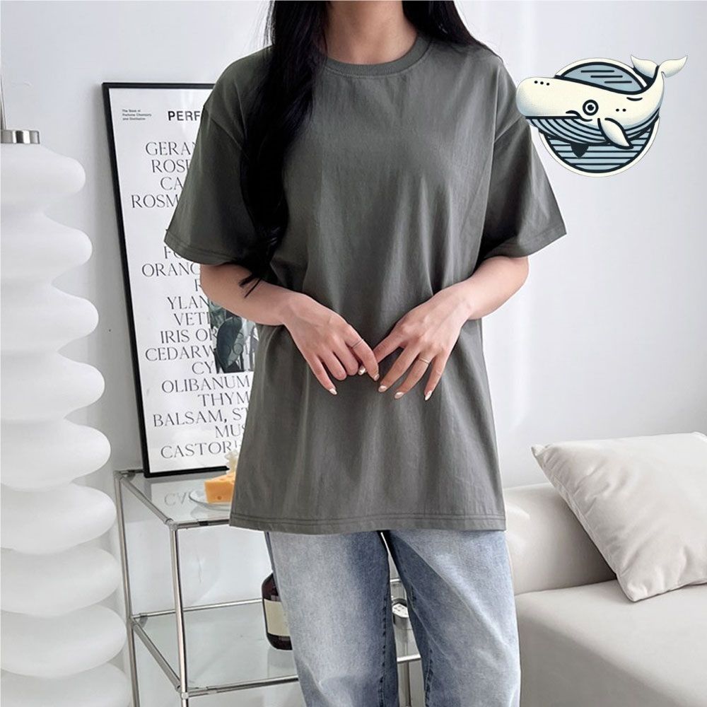 편안한 오버핏 라운드넥 티셔츠 데일리 가벼운