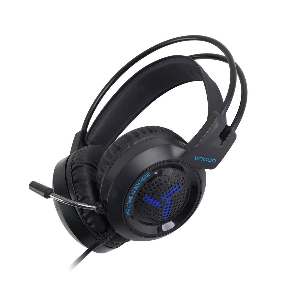 헤드셋 V2000 USB LED 볼륨 컨트롤러 마이크 장착