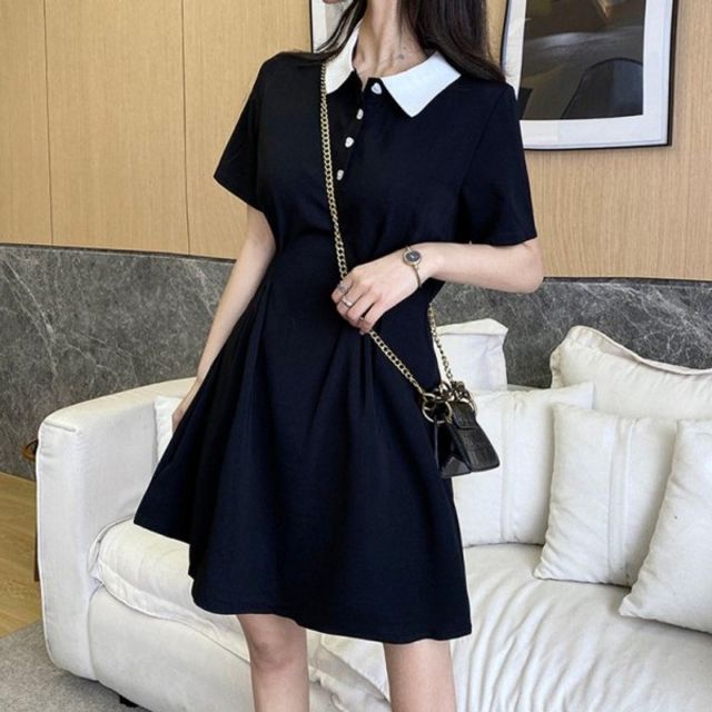 화이트 데이트 카라 기본 하객룩 데이 패션 블랙 미니