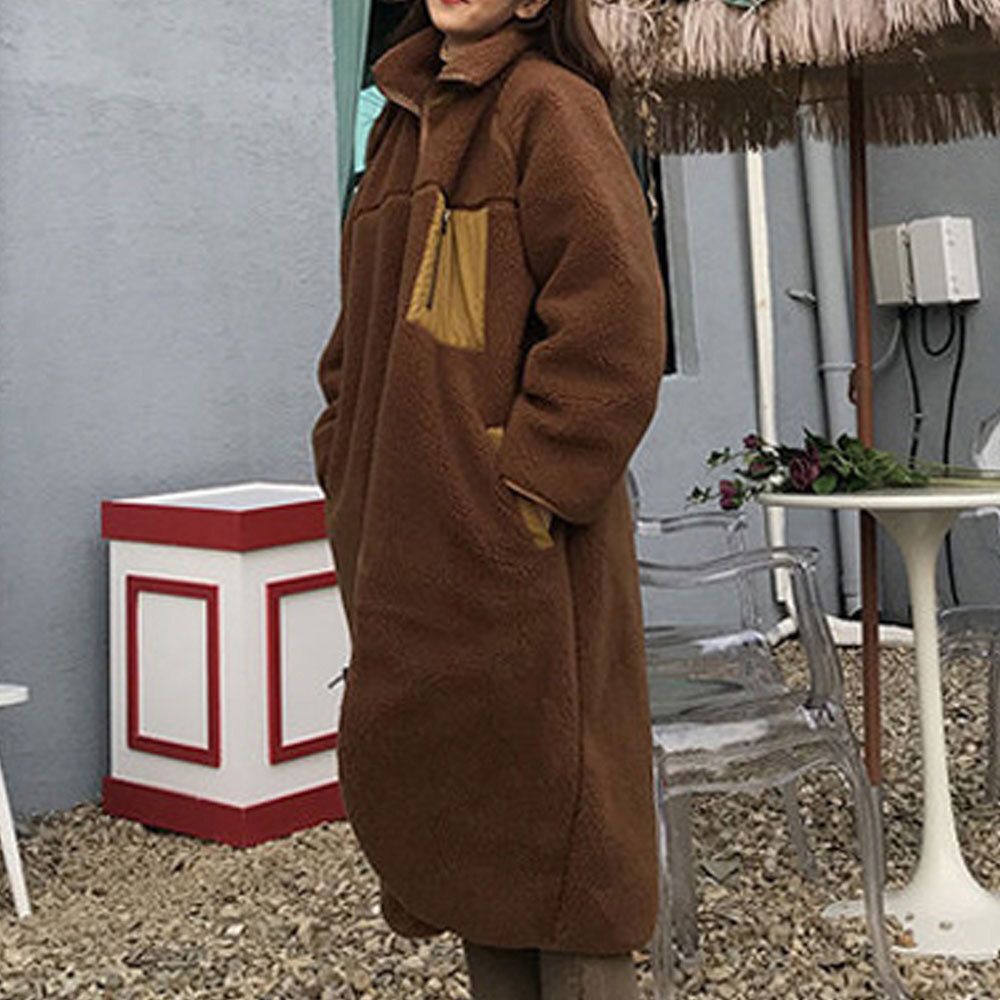 캐주얼 여성 패션 레트로 롱 후리스 점퍼 자켓 데일리