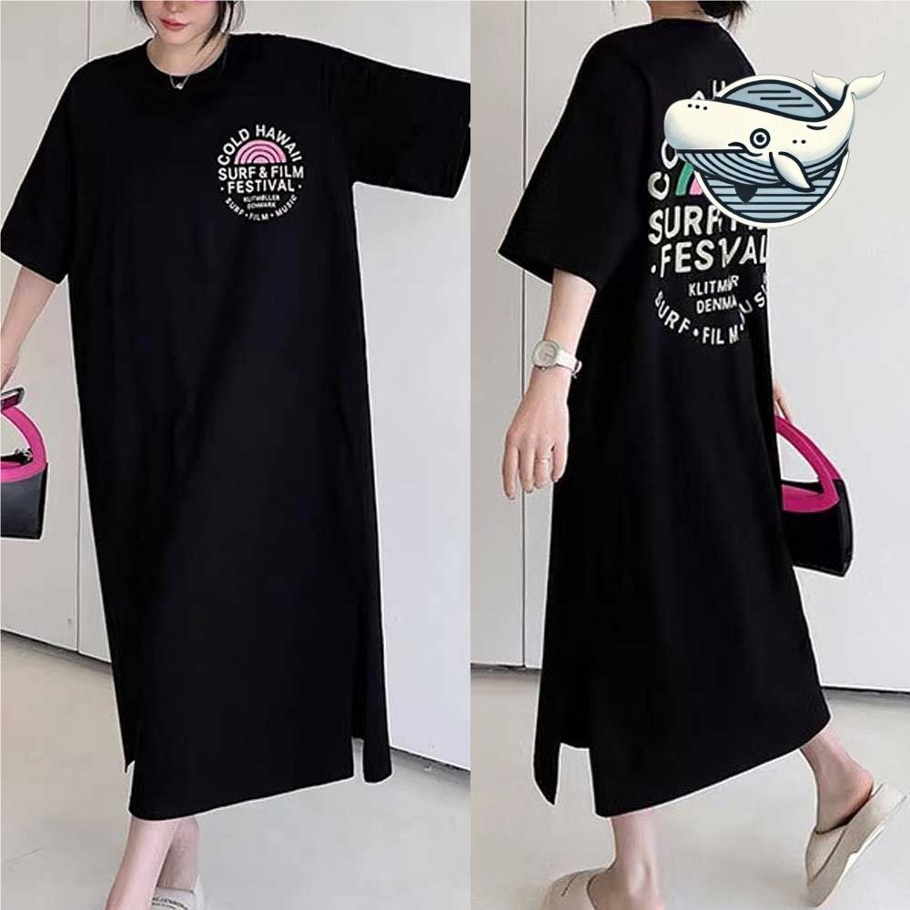 편안한 뒷면 프린트 롱 원피스 여름 데일리