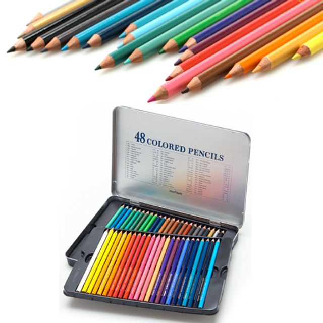 문화 48색 틴 색연필