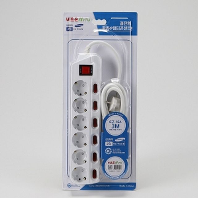 비츠온 멀티코드 개별 메인 6구 3M 16A(브리스터)