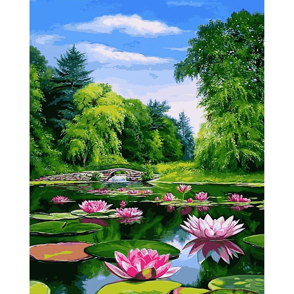 연꽃 향연 (캔버스) 보석십자수 40x50