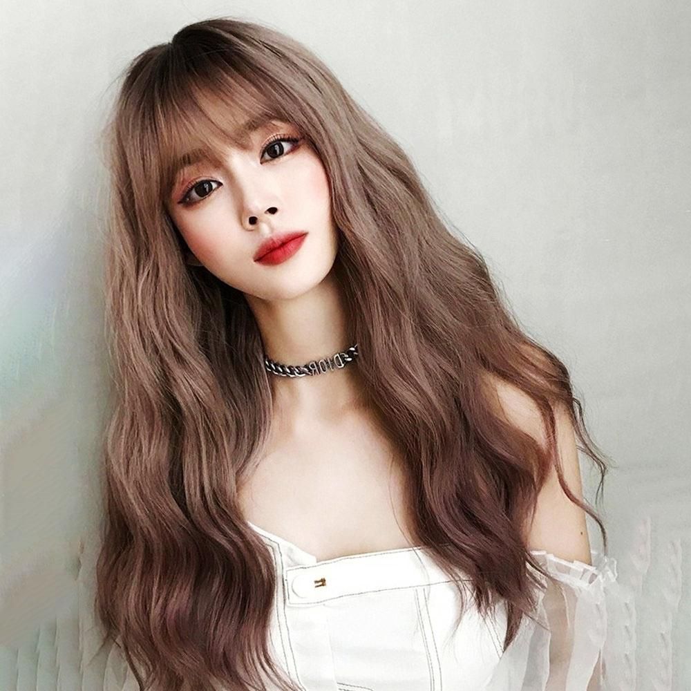 웨이브 긴머리가발 애쉬핑크 패션 헤어피스 기성