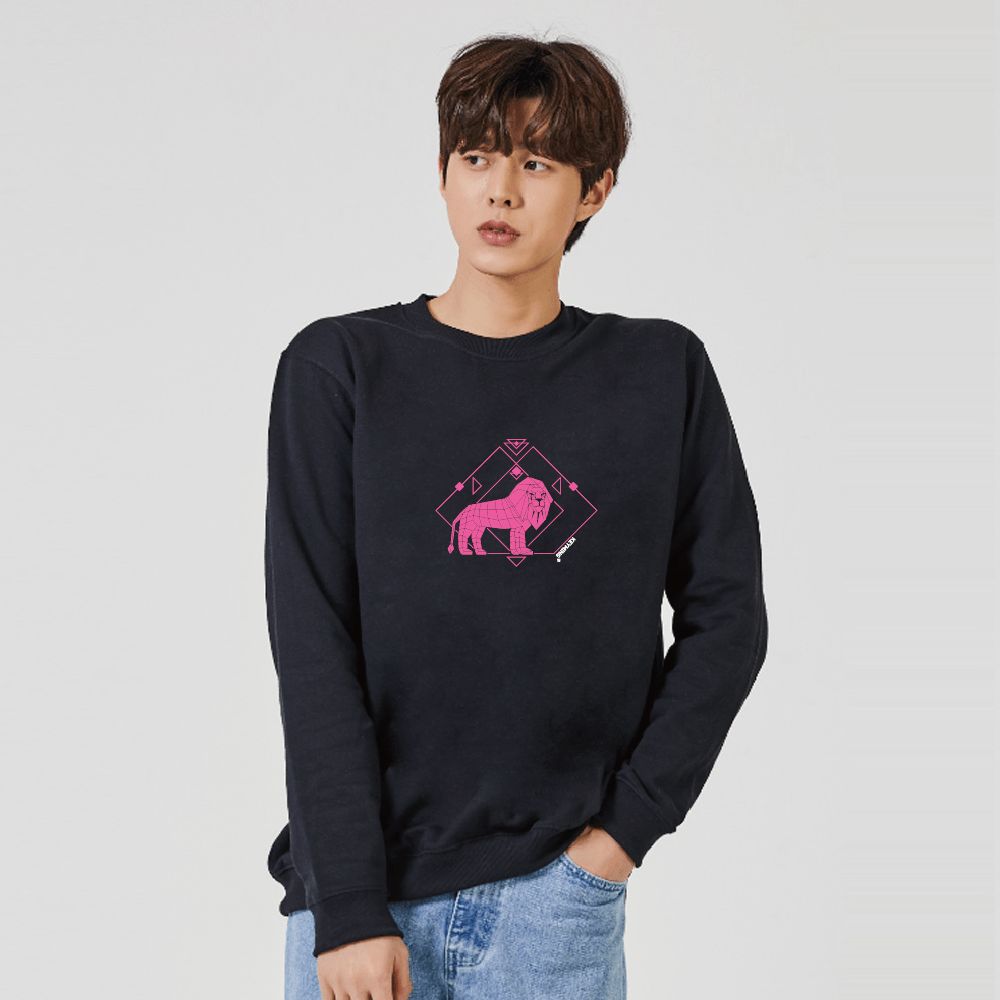 키밍 사자 맨투맨 후드티 그래픽 QU