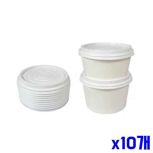 520ml 뚜껑 겸용 750ml 10P 분식용기 x10개 일회용 일