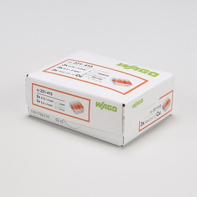 와고 전선 커넥터 221-413 단선 연선 50개입/BOX판매