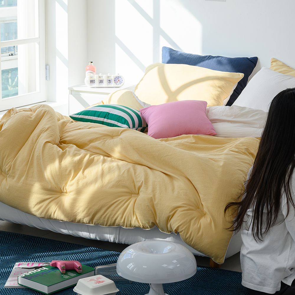 잠트리 수플레 워싱 침구세트 차렵이불 Q머스타드