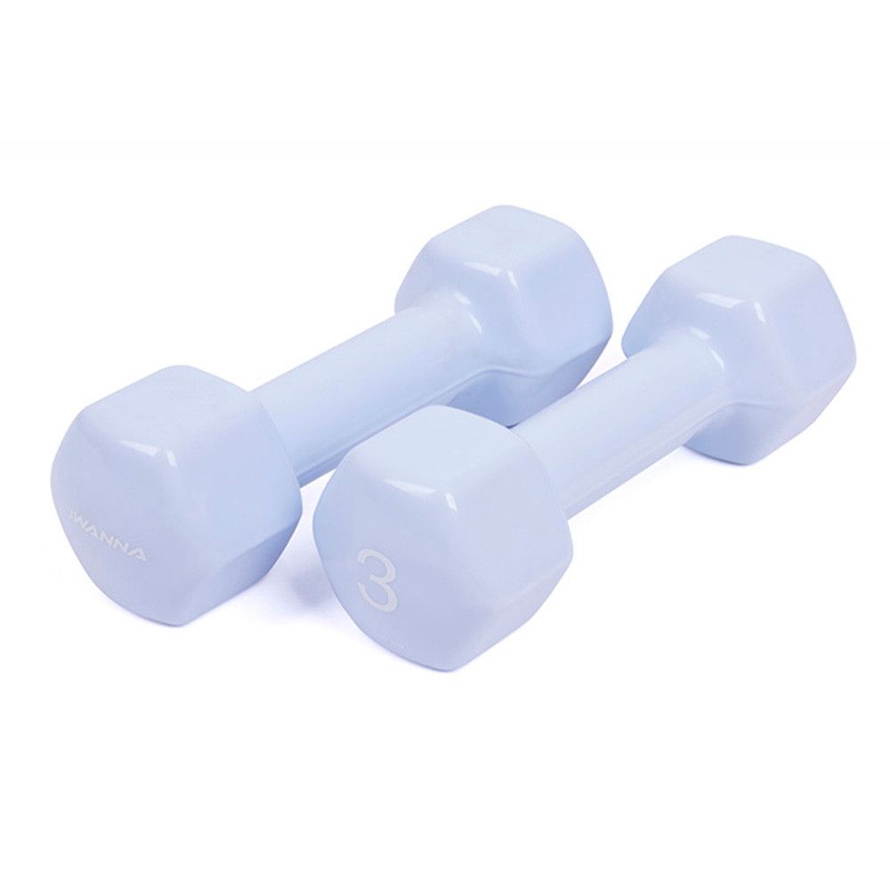 PVC 뷰티 육각덤벨 3kgx2개 세트 스카이블루 홈트