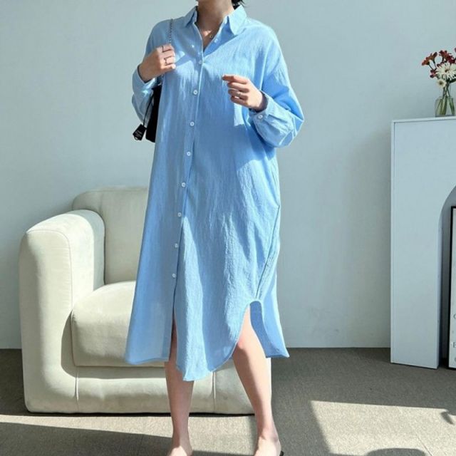 여성 디자인 무지 기본 오버핏 데이 깔끔한 원피스 롱