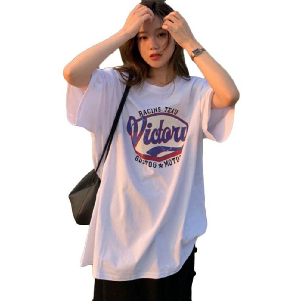 반팔티 티셔츠 신상 여름 프린팅 여자 데일리 오버핏