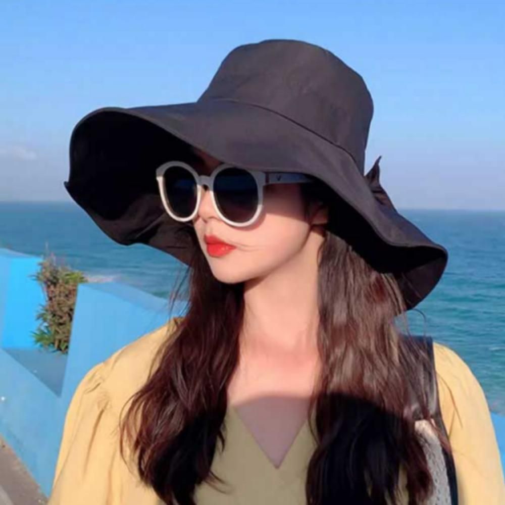 버킷햇 벙거지 여성 여름 모자 넓은챙 바캉스 리본