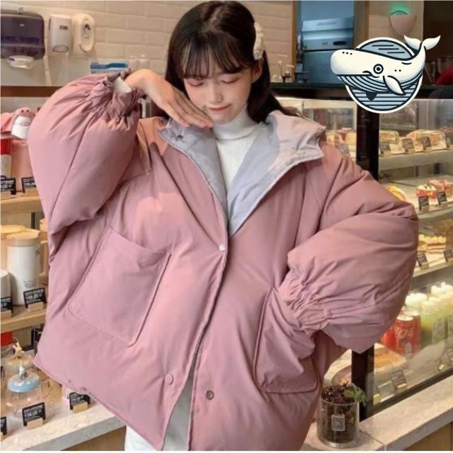 캐주얼 양면 후드 루즈핏 숏패딩 점퍼