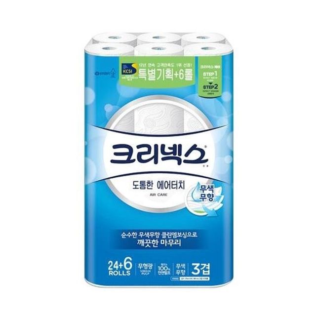 크리넥스 에어터치 무색 무향 휴지 화장지 27m 30롤
