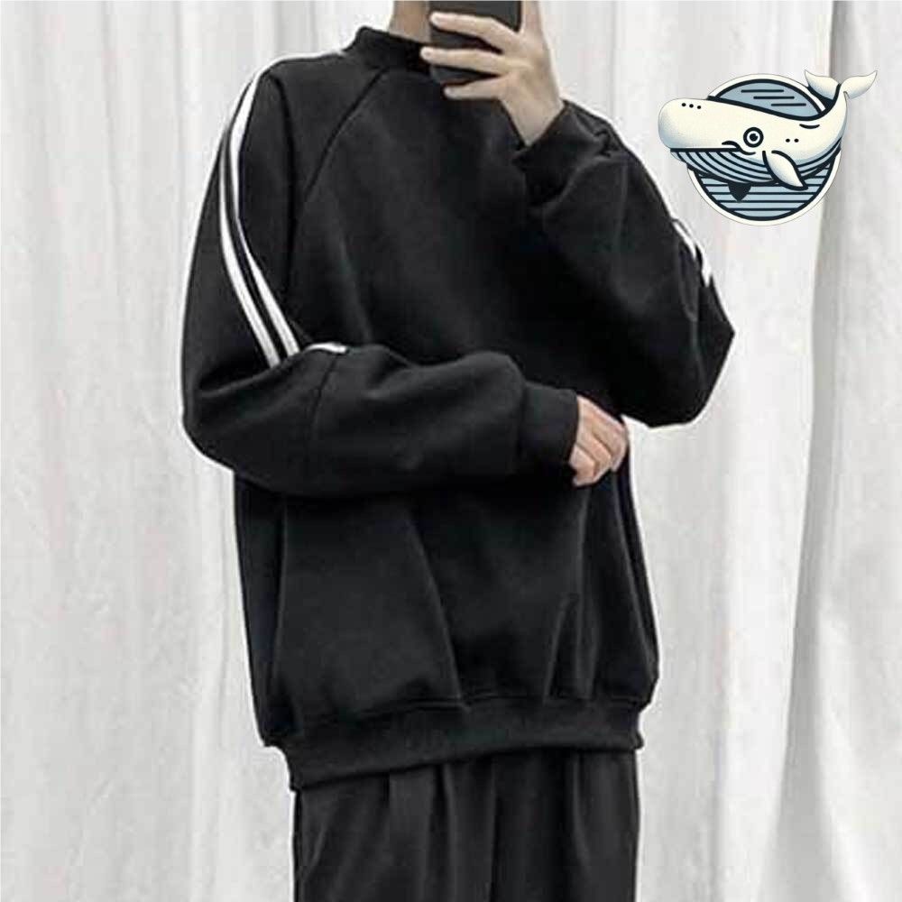 편안한 남자 캐주얼 긴팔 티셔츠 블랙 화이트