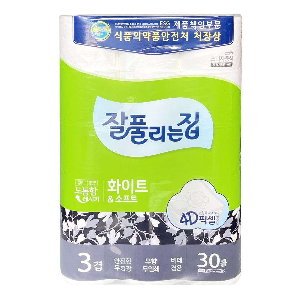 잘풀리는집 도톰한3겹 30롤 화이트앤소프트 화장지 -O