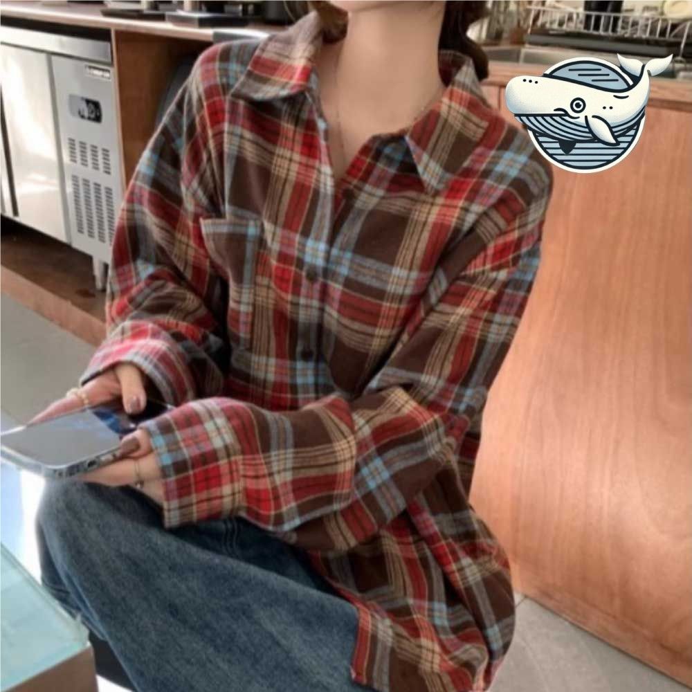 봄가을 캐주얼 오버핏 체크셔츠 파스텔톤 스타일