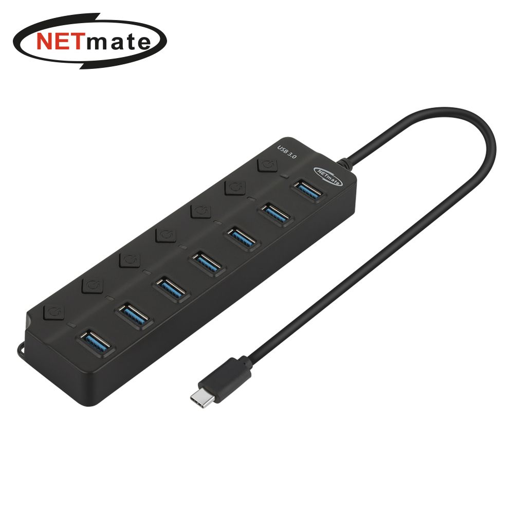 넷메이트 NM-UBC305 USB3.0 Type C 7포트 허브 블랙