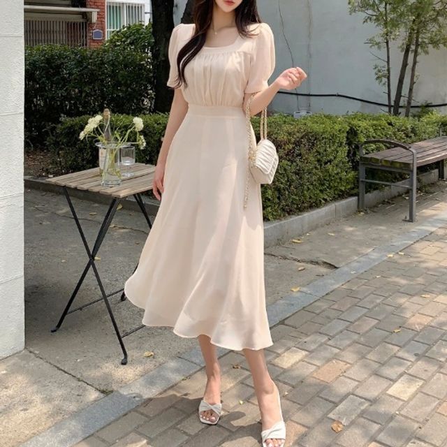 하객룩 격식룩 데이트룩 실크 미디 원피스 3컬러