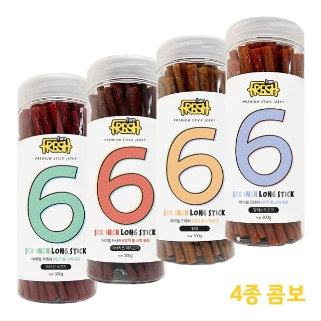 반려동물 강아지간식 애견간식 롱스틱 300g 4종콤보