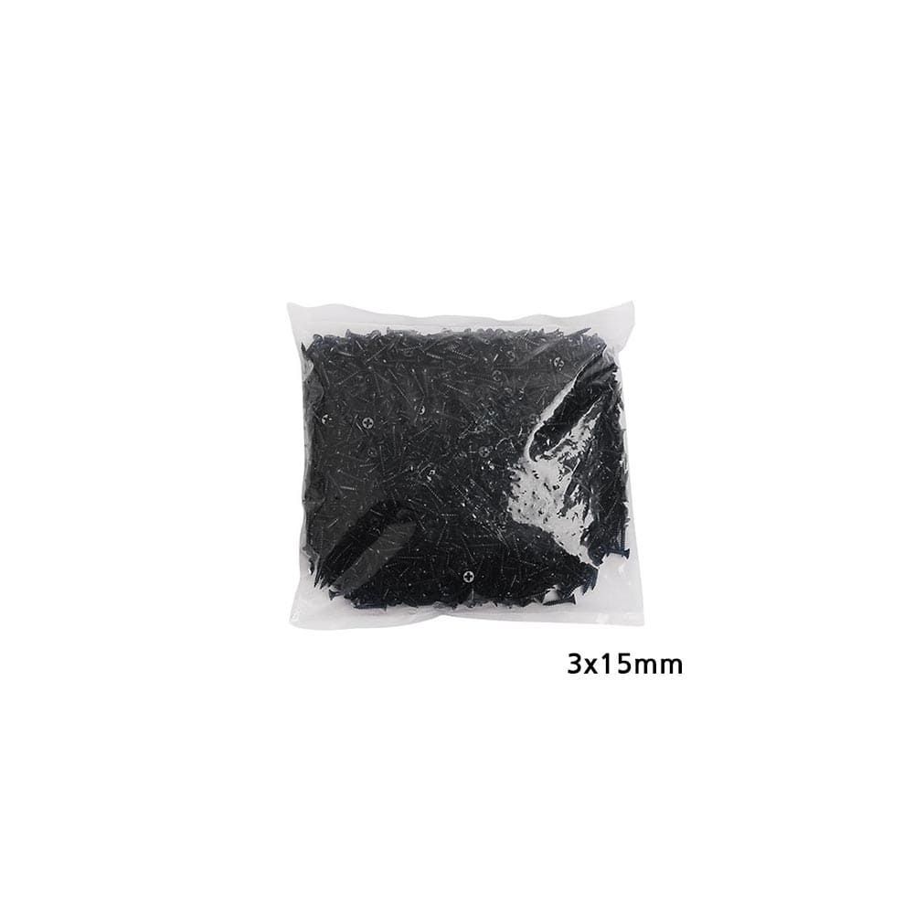 길이 나사못 15mm 흑색 3mm 피스 다용도 2000 개입