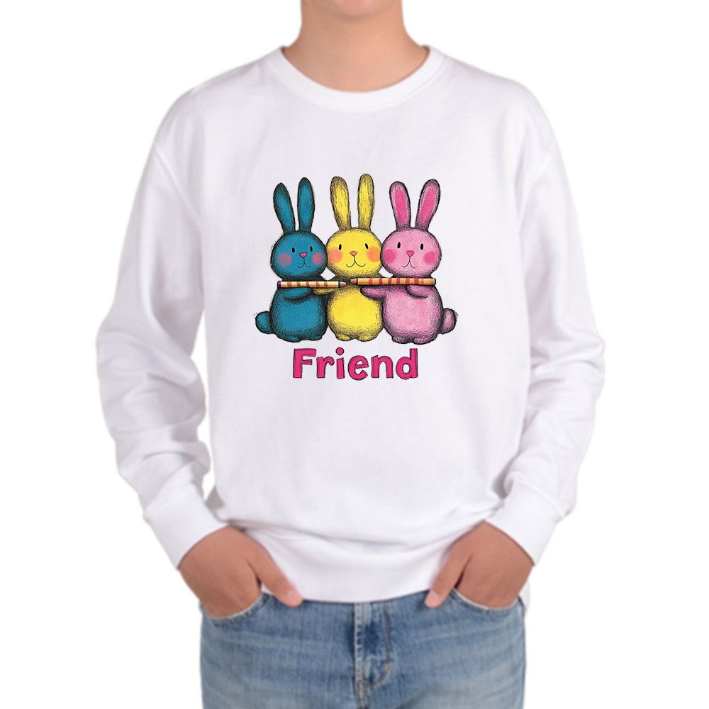 기모맨투맨 전사이즈 토끼 친구 FRIEND 삼총사