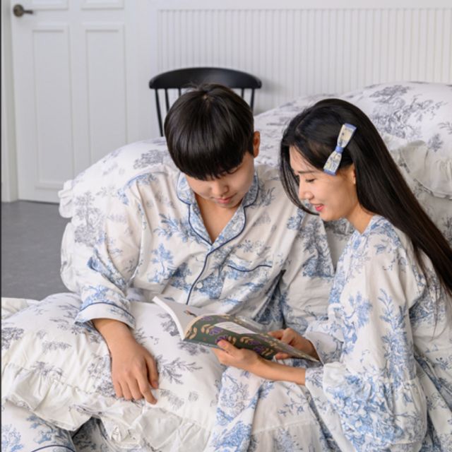 잠트리 디오레 30수 광목 남성용 파자마 블루