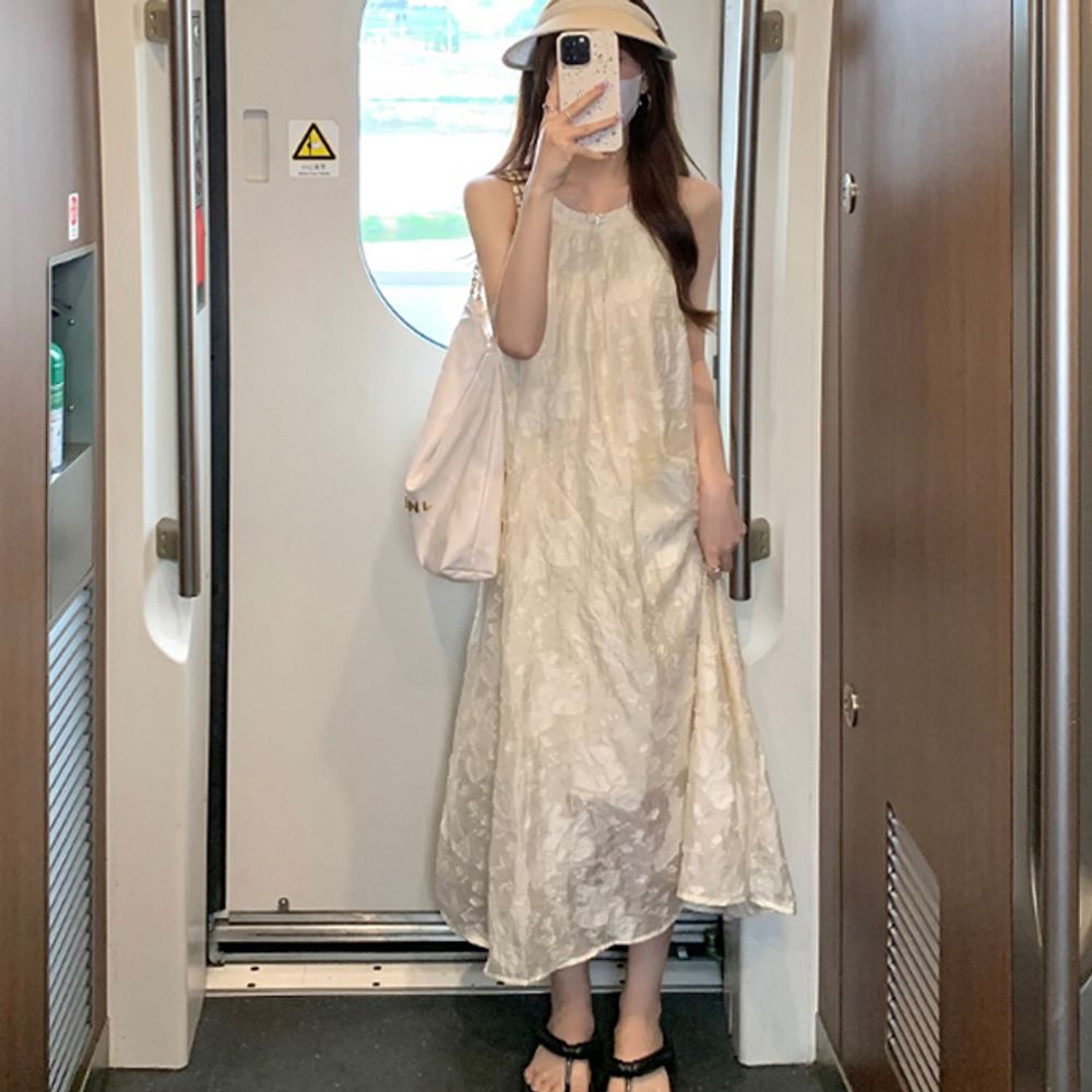 여름 비치웨어 휴양지 홀터넥 루즈핏 롱원피스