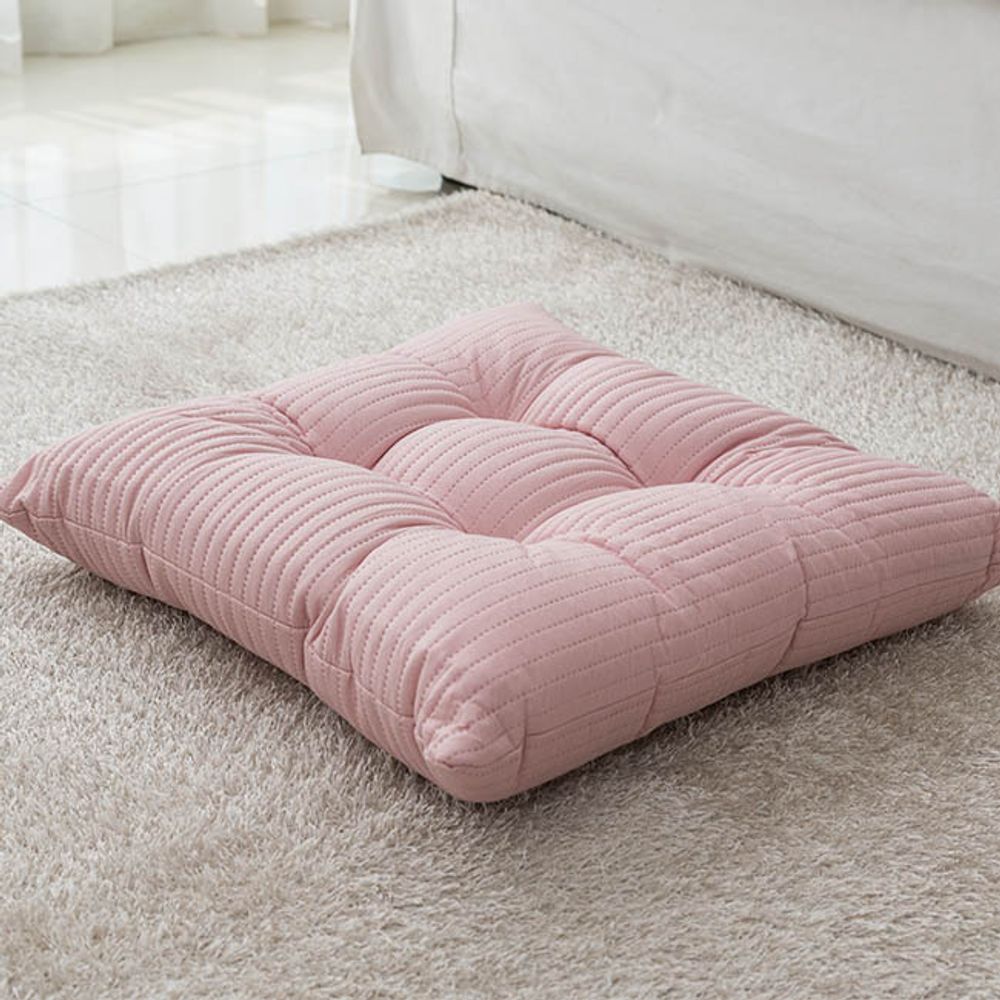 베이직 퀄팅 누빔방석 핑크 1P 푹신한 사각방석 의자