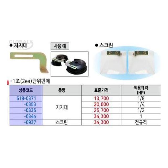 삼지 지지대 1/8HP용 1조
