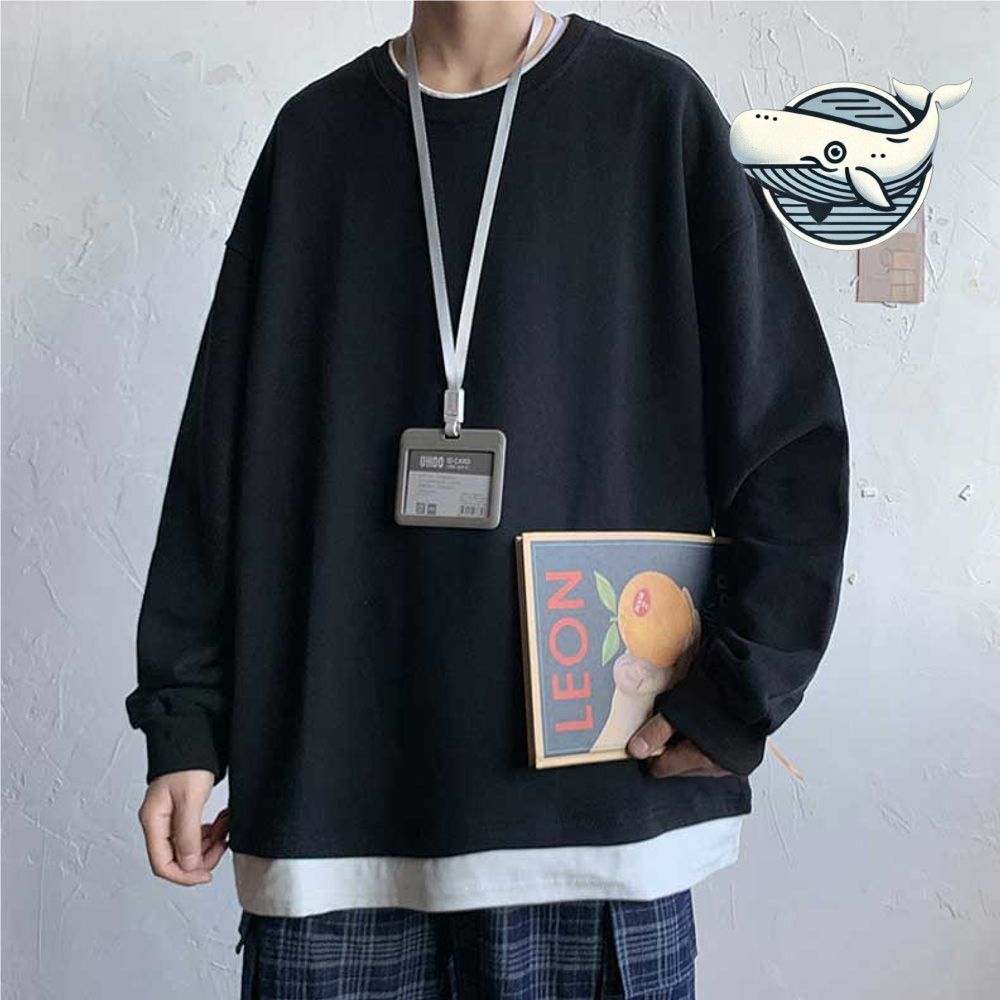 편안한 오버핏 레이어드 무지 맨투맨 티셔츠