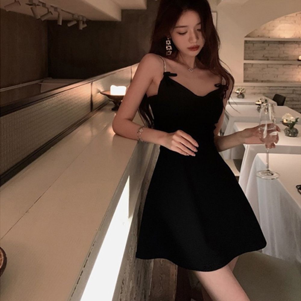 데일리원피스 리본 나시 리조트룩 끈 미니원피스