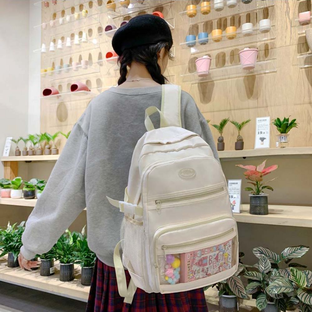 인기 여성 투명포켓 버블장식 학생백팩 중학생 백팩