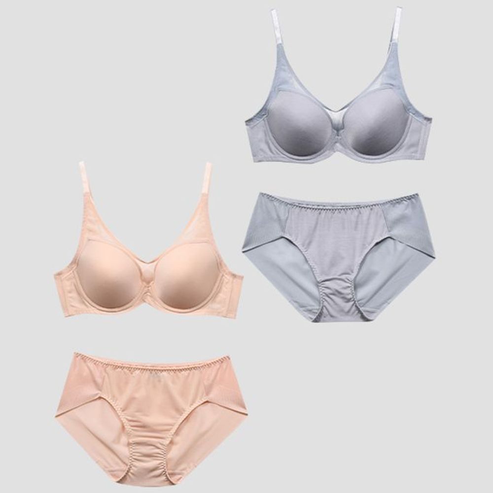 브라 풀컵 브라팬티 네트망 여성 D컵 와이어