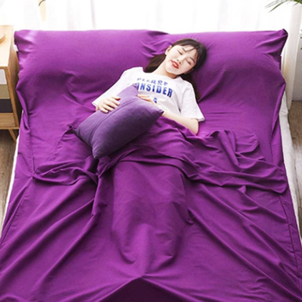 휴대용 침구 커버 퍼플 210x160cm 출장 이불 슬리핑백