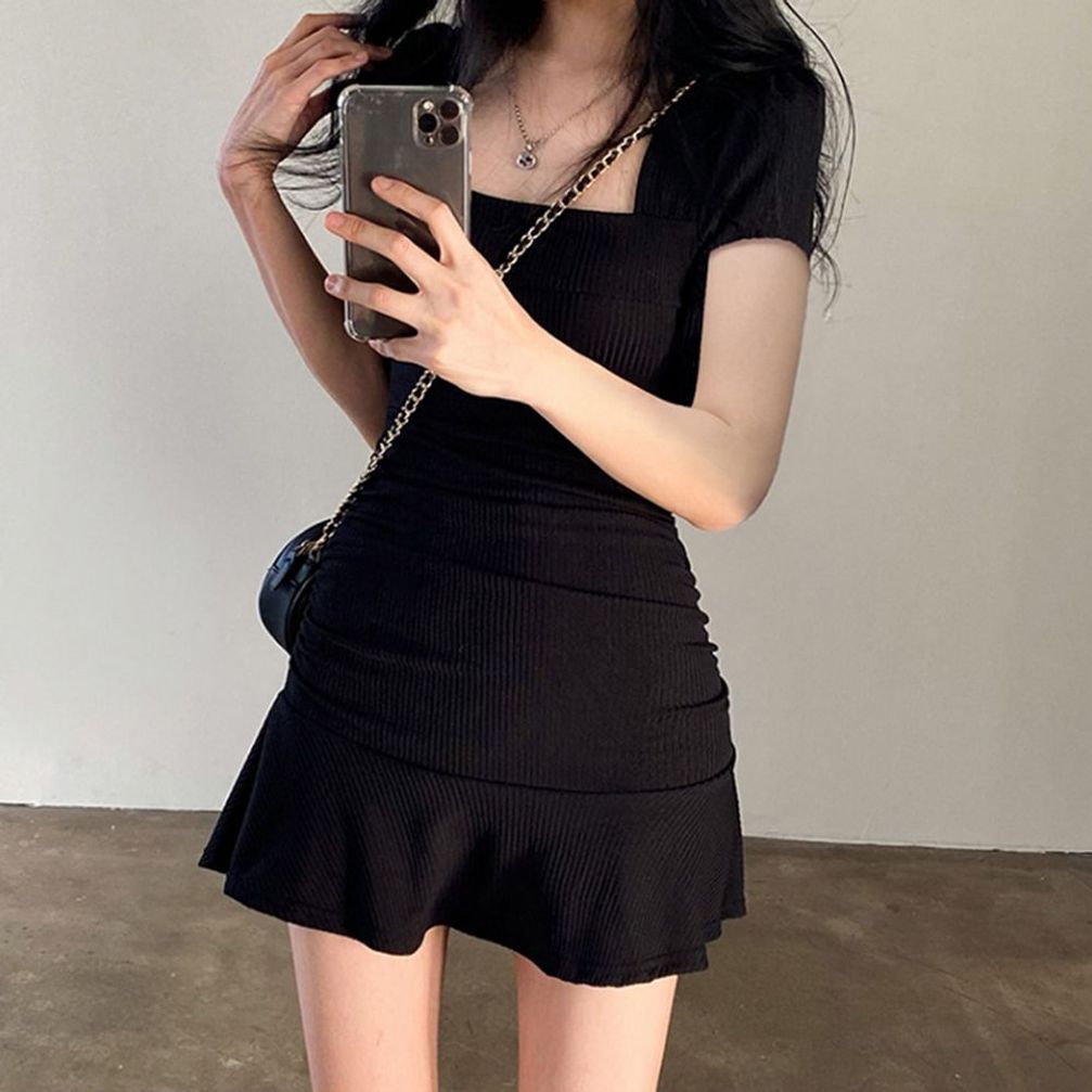미니 홀복 반팔 휴양지원피스 튜브탑 클럽 클럽