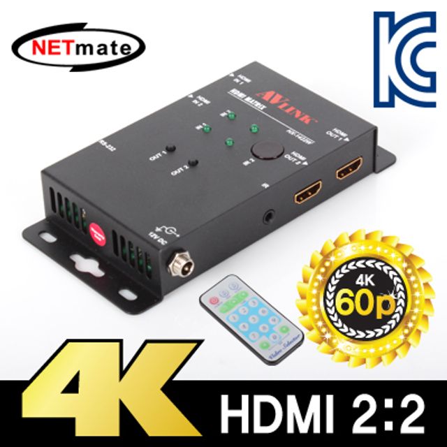 강원전자 넷메이트 4K 60Hz HDMI 2-2 매트릭스 분배
